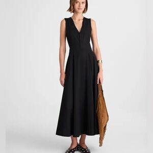 Madewell NWT V-Neck Circle Midi Dress Jet Black Size 8